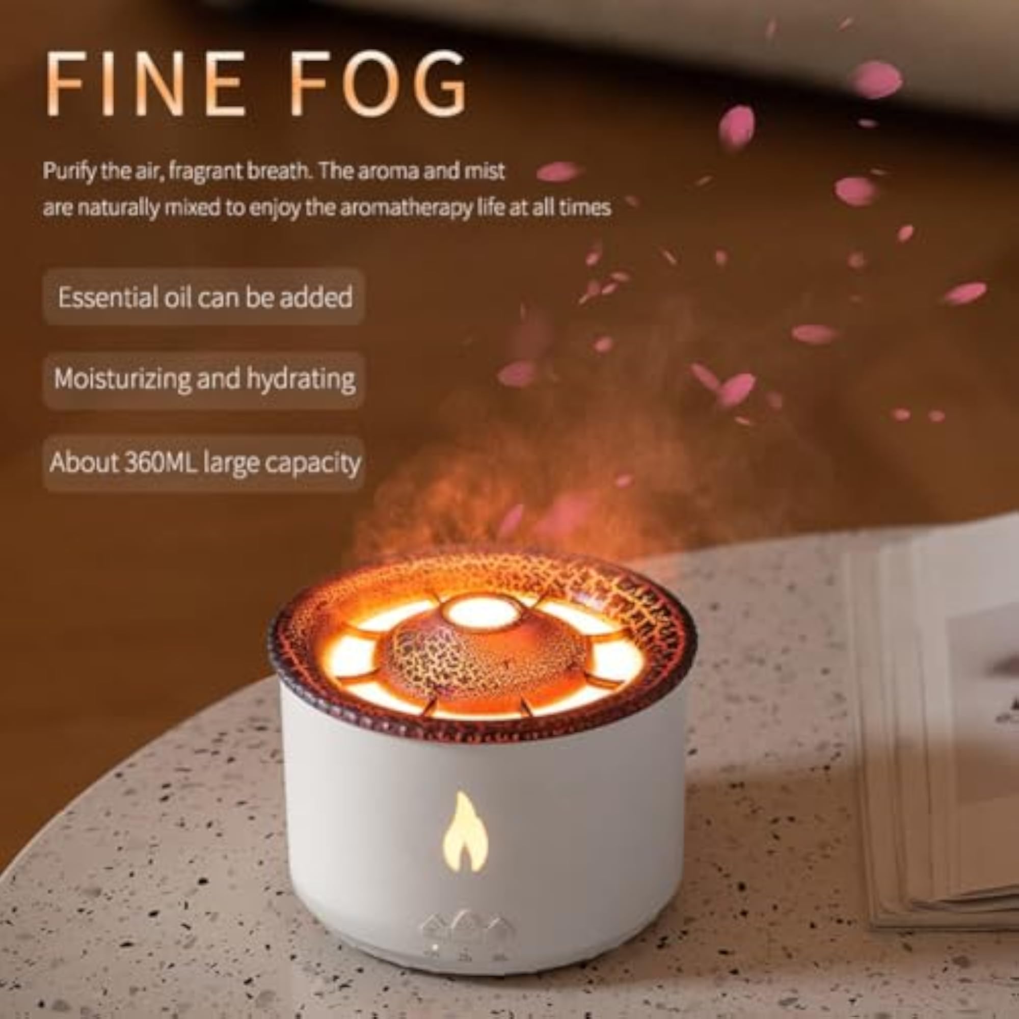 Koshiya 300ML Aromatherapy Diffuser with Flame and Volcano Mist Modes